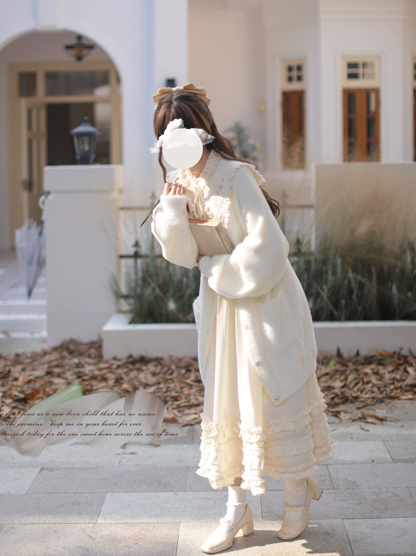 Fluffy White Long Cardigan HUT0029