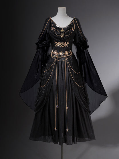 Dark Gothic Chain Embellished Dress YOU0317