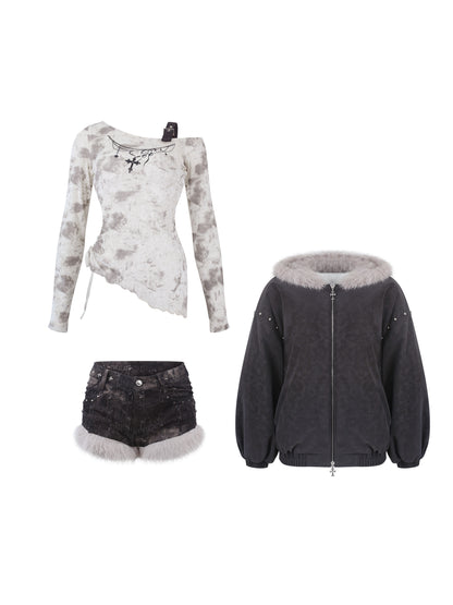 Gothic Hooded Fleece Jacket 3-Piece Set SER0145