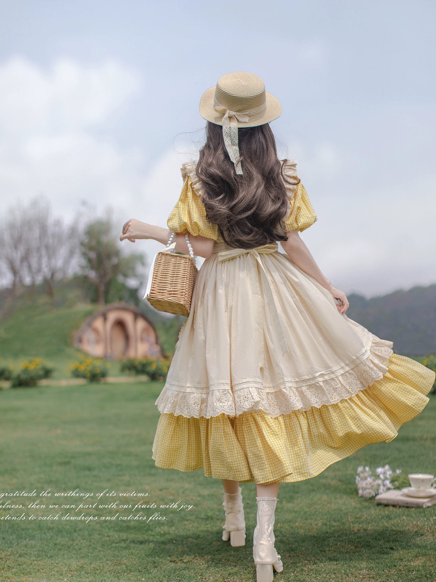 French Retro Yellow Dress HUT0001