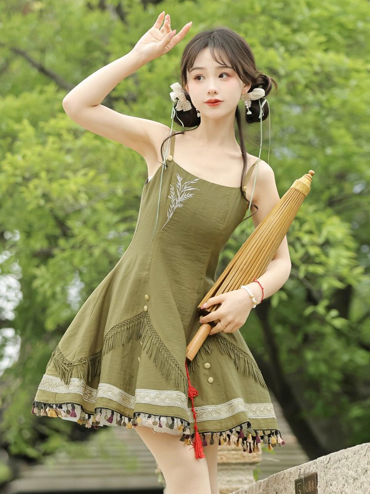 China Style Forest Green Dress YOU0036