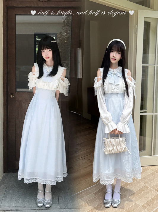 Off Shoulder Ruffle Lace Maxi Dress LAL0231