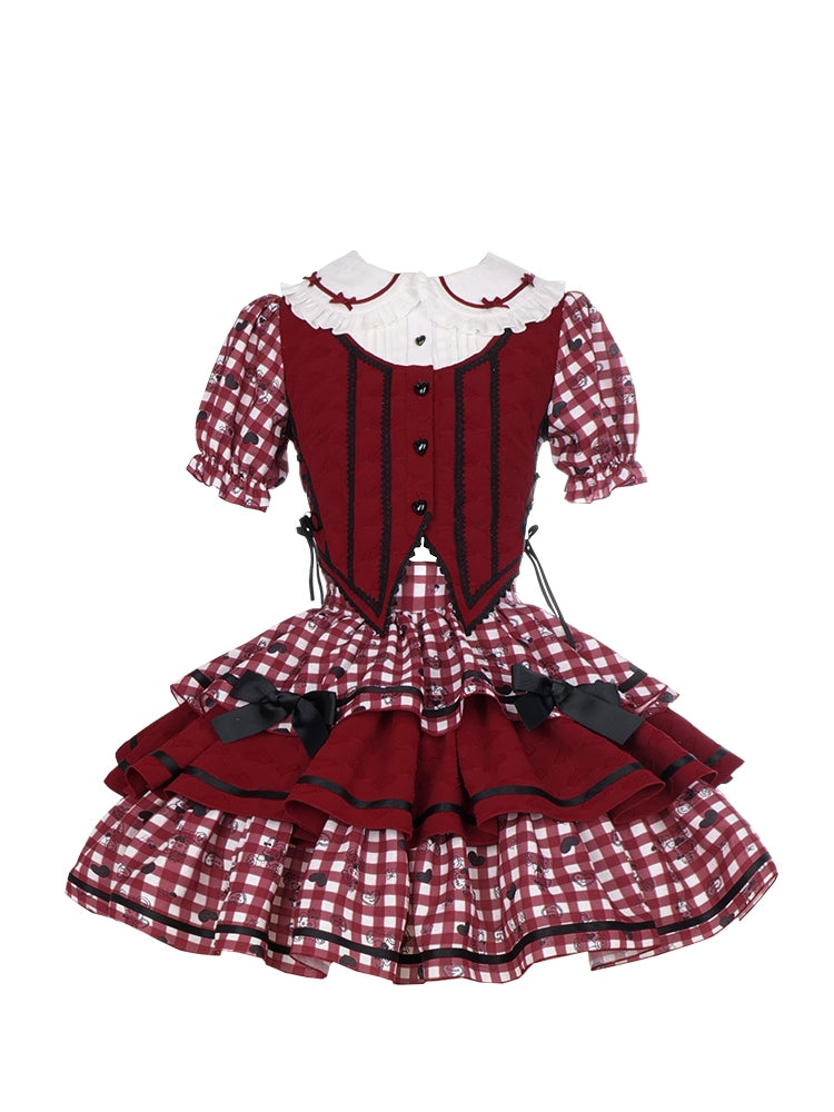 Accordion Pleats Lolita Red Dress WIT0038