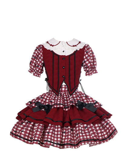 Accordion Pleats Lolita Red Dress WIT0038