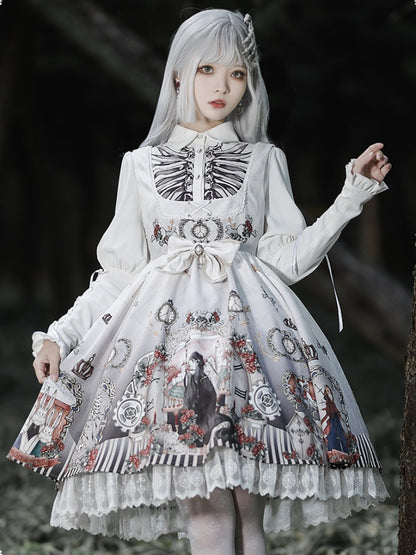 White & Black Twin Pair Gothic Lolita Dress CHE0025