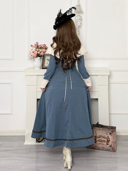 Victorian Style Ruffled Cape Collar Dress YOU0246