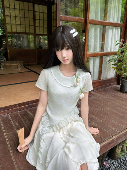 Chinese Style Jacquard Top And Skirt Set LAL0207