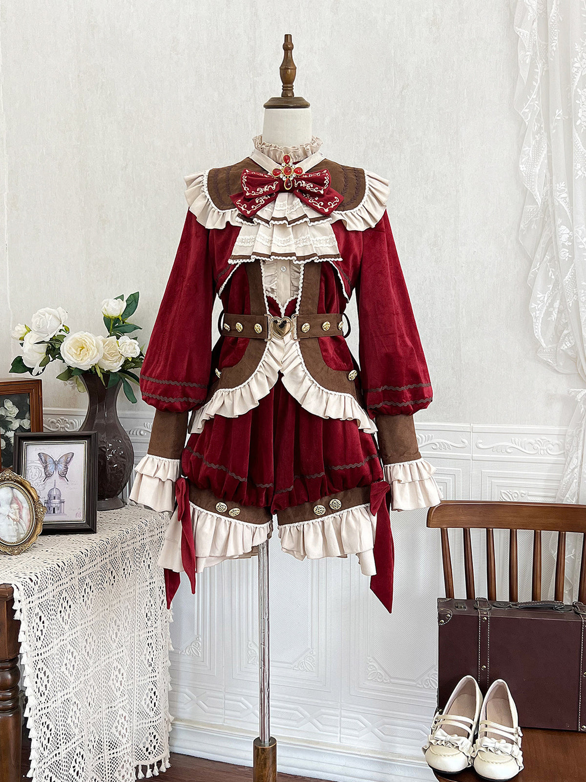 Red Velvet Prince Shirt And Shorts Set YOU0323
