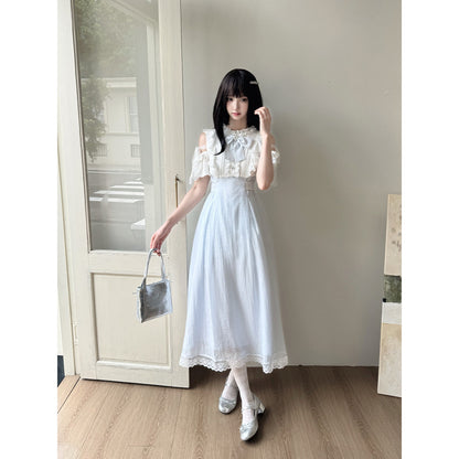 Off-Shoulder Ruffle Lace Long Dress LAL0132