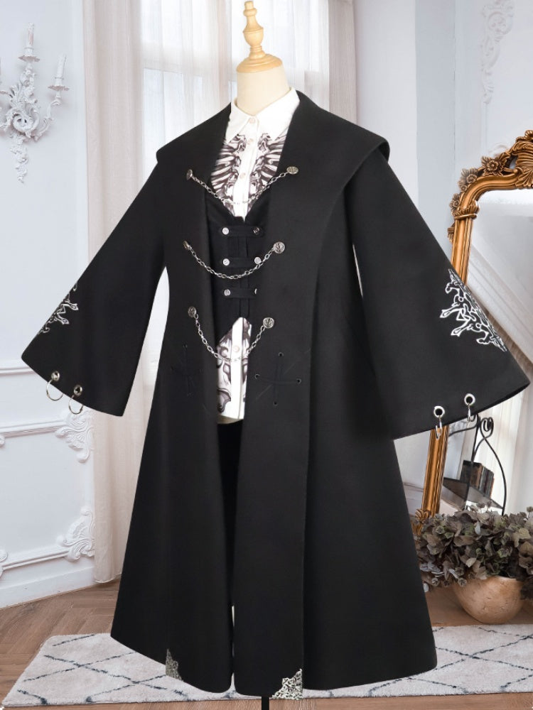 Black Long Cape Coat CHE0038