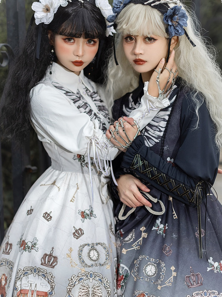 White & Black Twin Pair Gothic Lolita Dress CHE0025