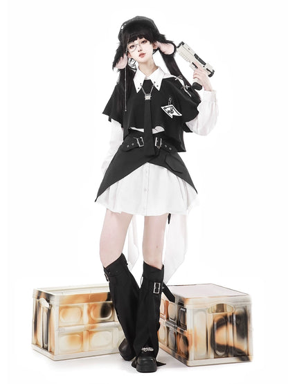 Night Rabbit Dark Gothic Style Shirt Dress YOU0167