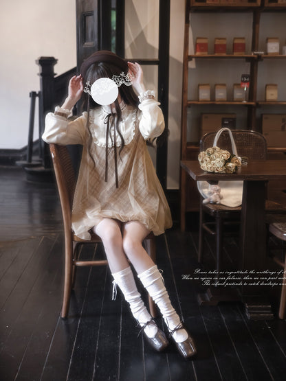 Brown Plaid Pinafore Jumper Dress HUT0165