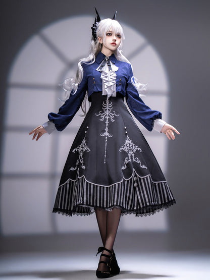 Gothic Lolita Skeleton Embroidered Jacket Dress Set YOU0268