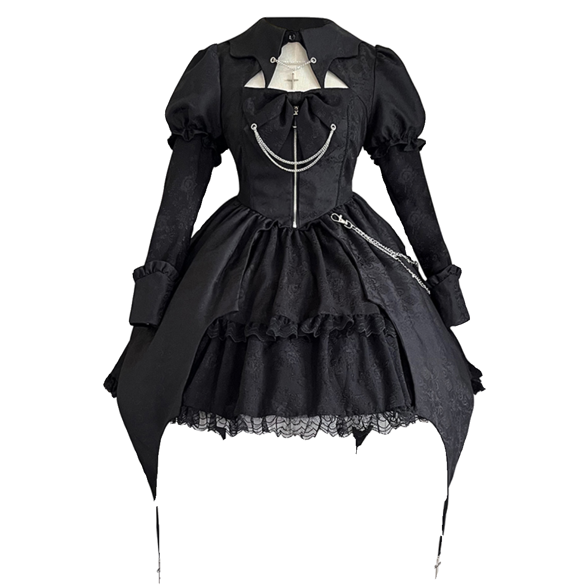 Dark Gothic High-Waist Long-Sleeve Lolita Dress YOU0235