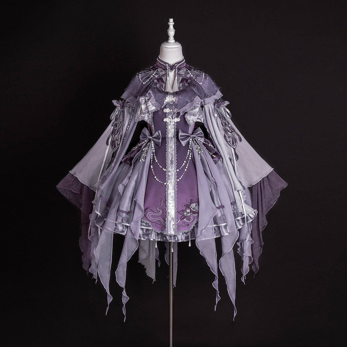 Chinese Style Gothic Lolita Ruffled Chiffon Dress Set YOU0267
