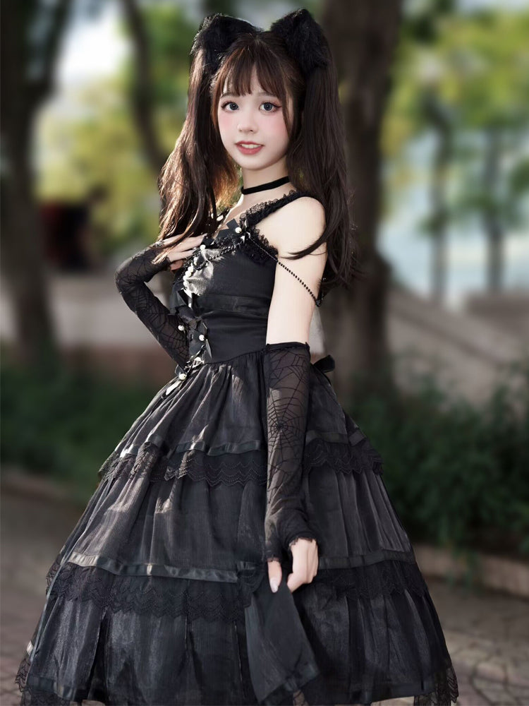 Black & White Ribbon Lolita Dress YOU0072