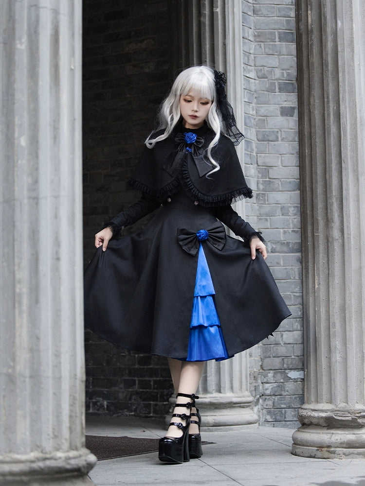 Blue and black cape of Lolita dress WIT0033