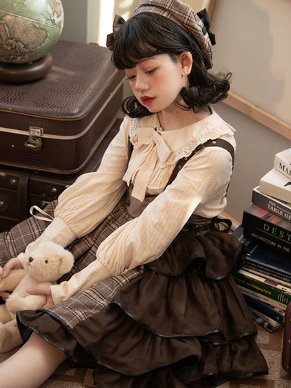 Side Open Suspender Skirt & Lolita Shirt SWE0009