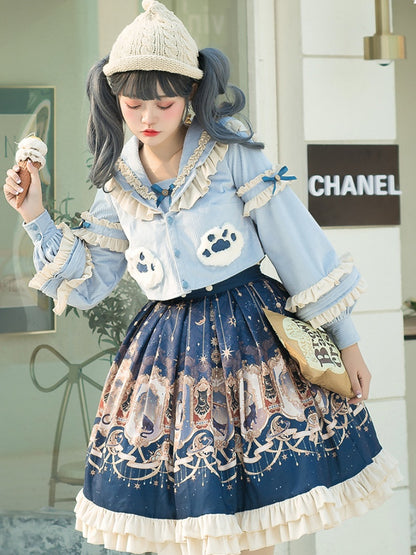 Bear Pattern Light Blue Lolita Two-piece set CHE0013