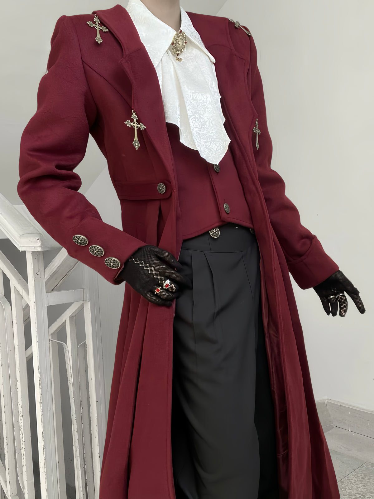 Gothic Vampire Prince Long Coat Shirt Set YOU0254