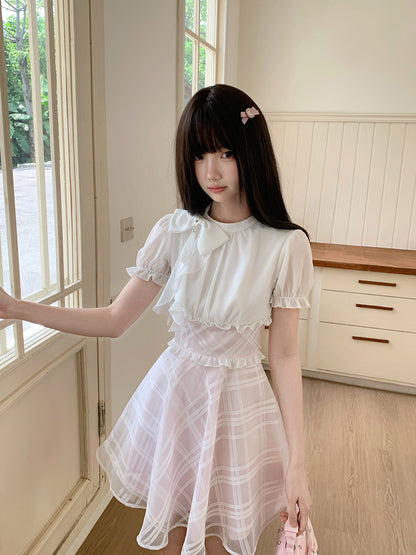 Peter Pan Collar Puff Sleeve A-Line Dress LAL0211