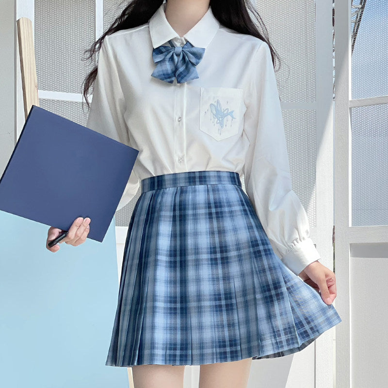 Navy Blue Plaid Pleated Mini Skirt TEA0050