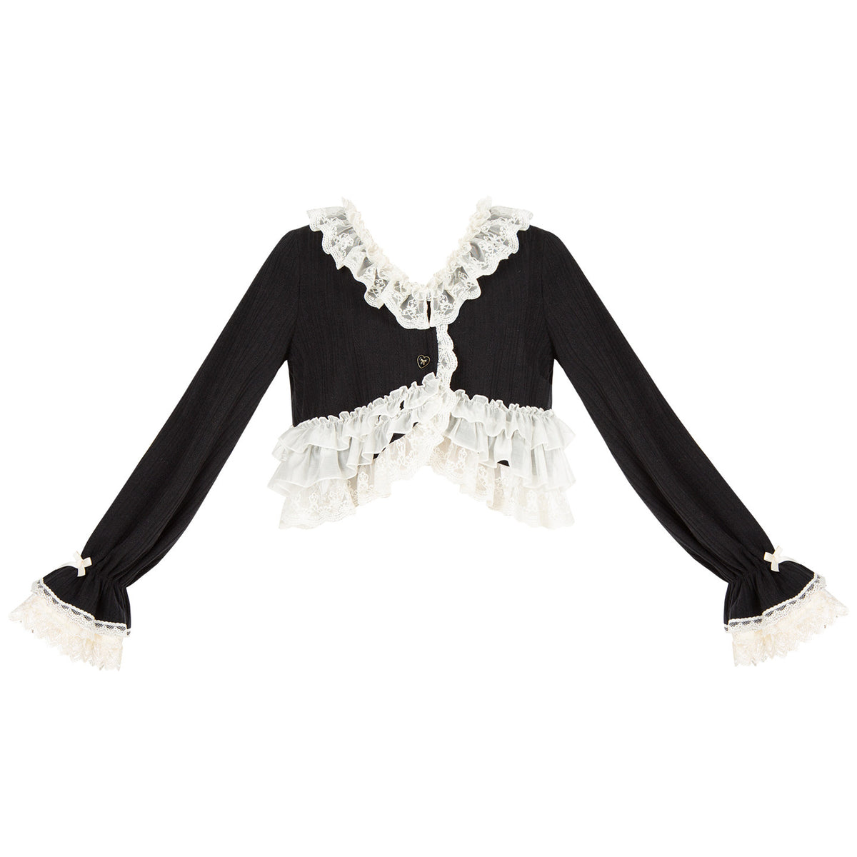 Lace Trim Cropped Knit Cardigan WIT0296