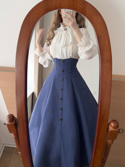 Vintage Elegant Fishbone Hem A-Line Skirt FOR0077