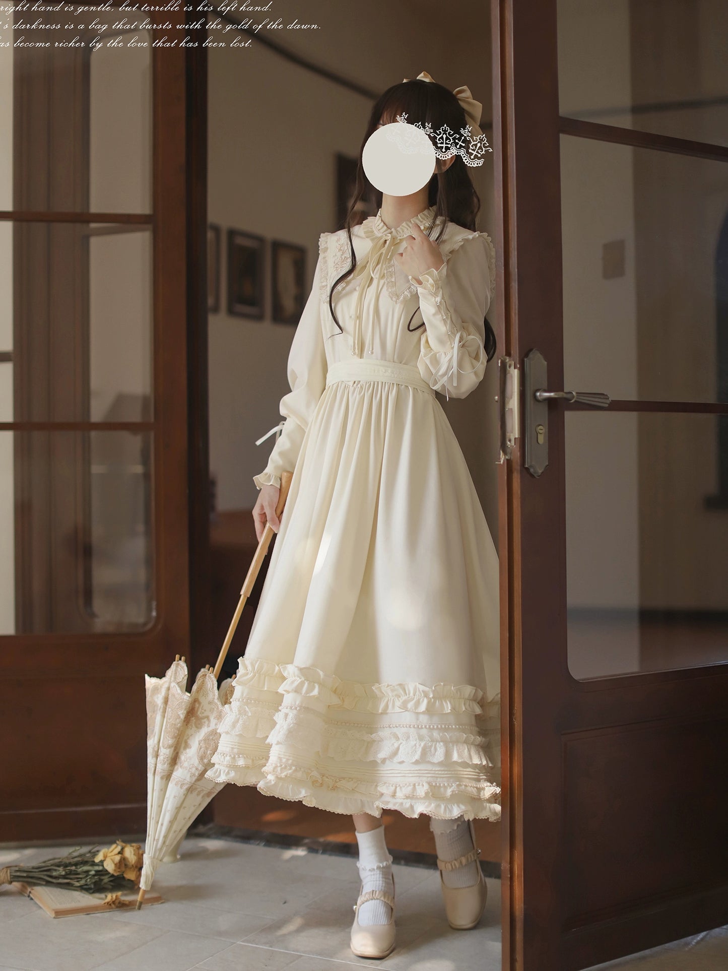 French Retro Lolita White Dress HUT0030