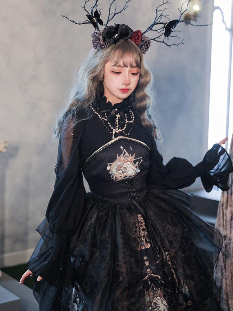 Retro Black Gothic Lolita Dress CHE0008