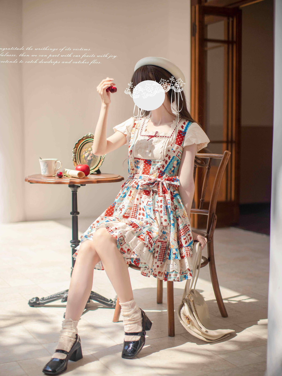 Patchwork Bear Print Pinafore Dress HUT0168