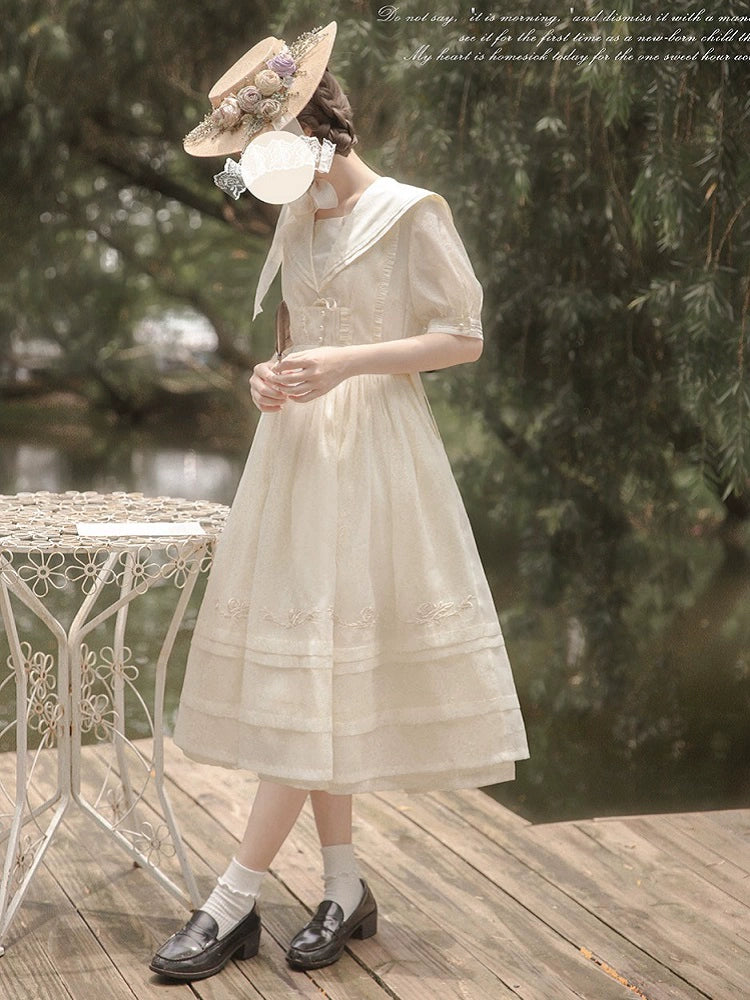 Natural Color Sailor Neck Dress HUT0067