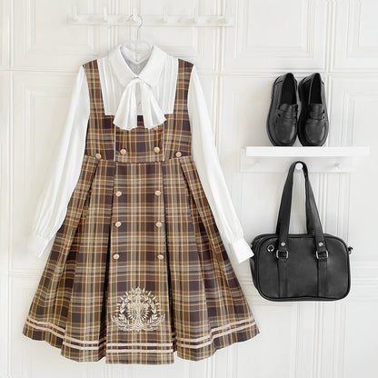 British Style College Check Cape and Dress YOU0150