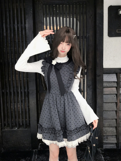 Polka Dot Ruffle Pinafore Dress LAL0234