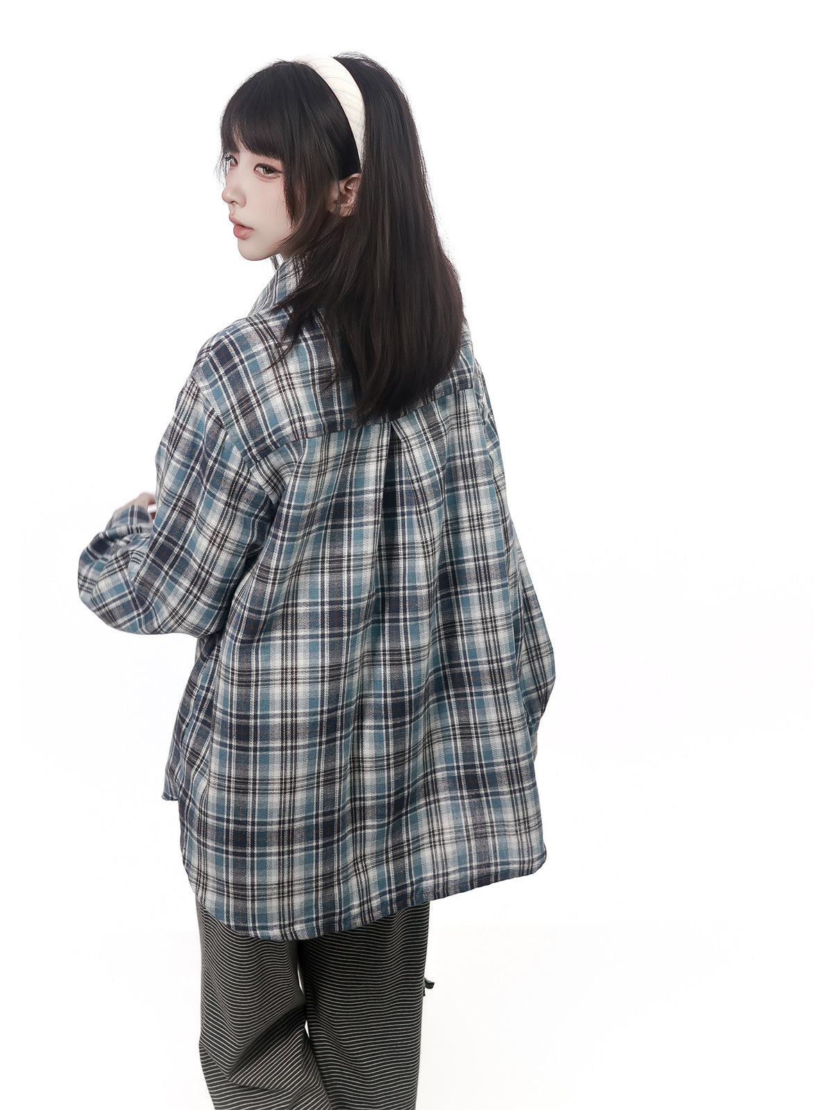 Plaid Flannel Oversized Shirt Jacket PIN0030