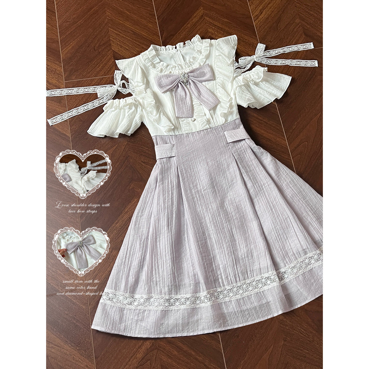 Off-Shoulder Bow Ruffle Dress LAL0223