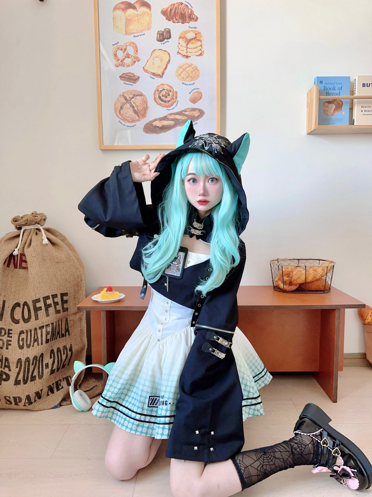 Dark Future Cat Ear Hooded Cape Dress Set YOU0250