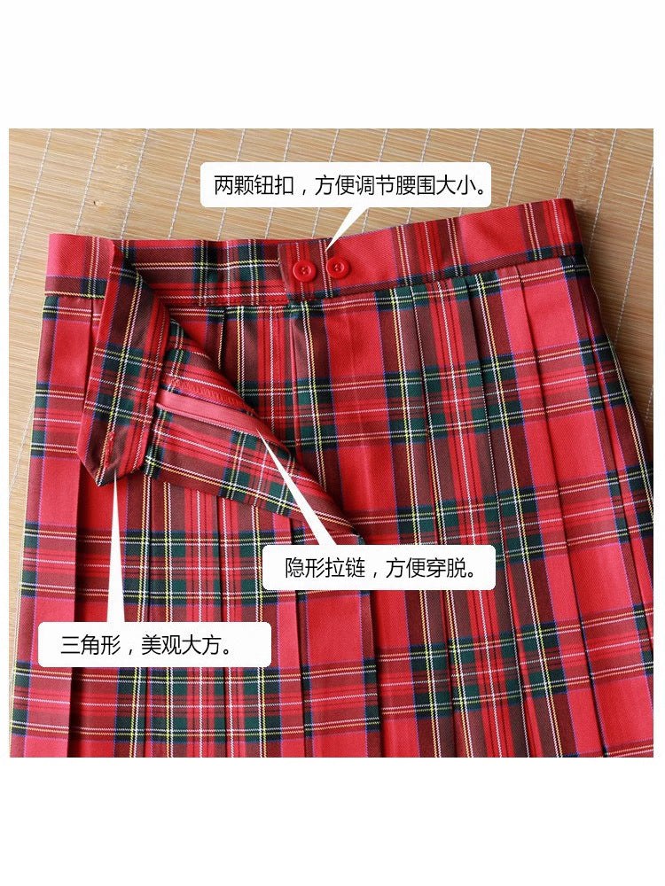 JKの制服チェックスカート、日本風の大学プリーツスカート、ミディスカート、ハイウエストのショートスカート、柔らかい女子学生制服、パフォーマンス衣装