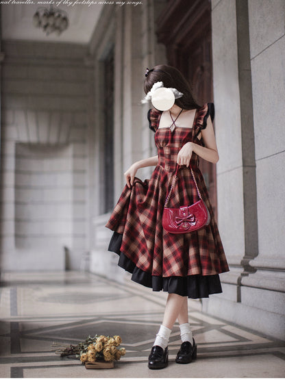 Red Checked Sleeveless Dress HUT0042