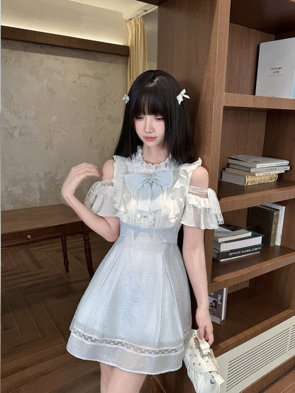 Off-Shoulder Bow Ruffle Dress LAL0223