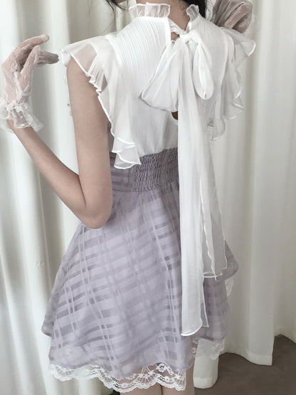 Lavender Plaid High Waist Dress LAL0176