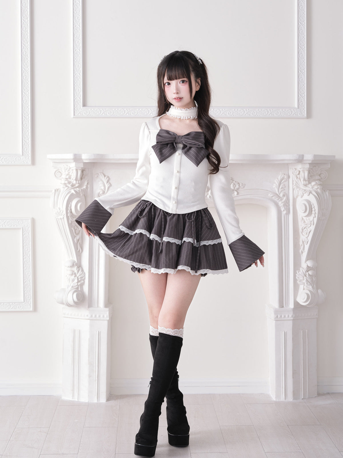 Big Bow Choker Knit Top NOG0022