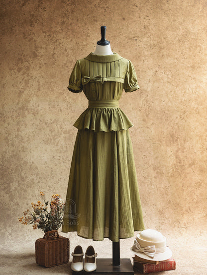 Vintage French Pintuck Peplum Blouse FOR0068