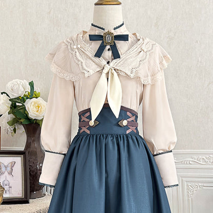 Vintage Elegant Classic Lolita Blouse Skirt Set YOU0243