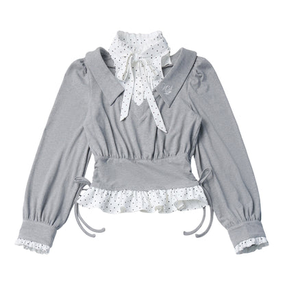 Bow-Tie Academy Knit Top With Pleated Mini Skirt PIN0056