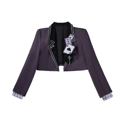 Gothic Card Print Jacket Skirt Set YOU0264