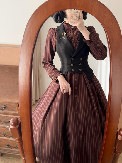 Vintage Double-Breasted Tailored Waist Vest FOR0063