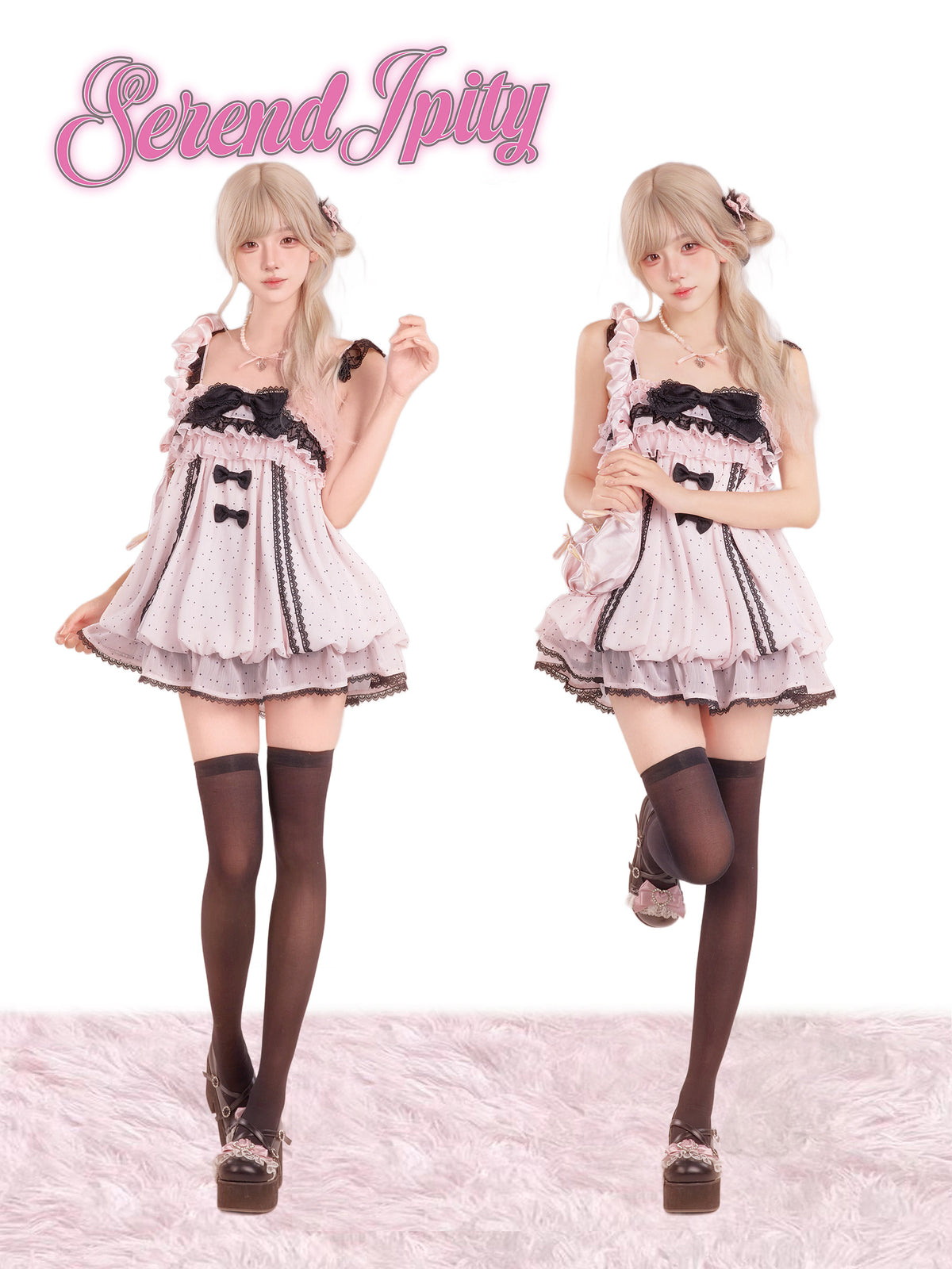Pink Polka Dot Dress With Petticoat SER0151