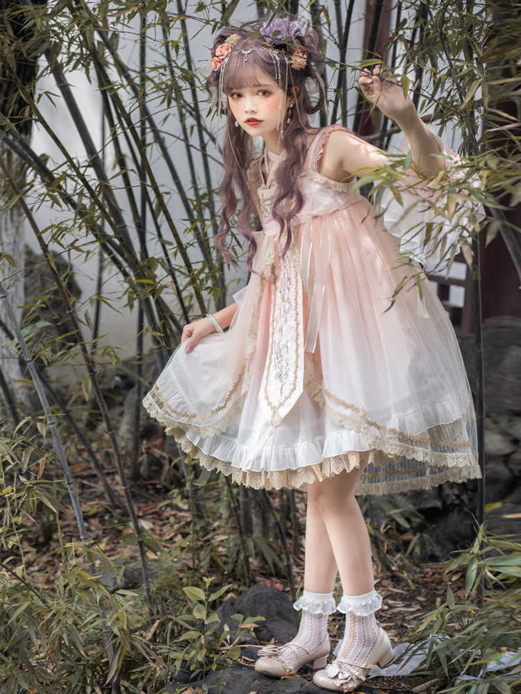 Peach Blossom Chinese-Style Embroidery Super Fairy Sweet Dress YOU0134